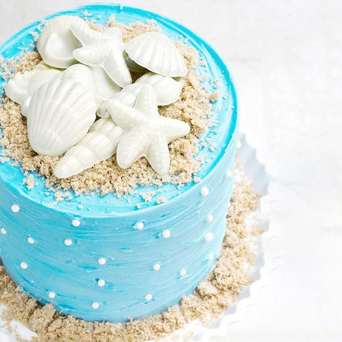 4 PCS Marine Theme Cake Fondant Silicone Mold Seashell Conch Starfish Baking Molds, For Theme Cake Cookie Chocolate Candy Decoration Fondant Polym...