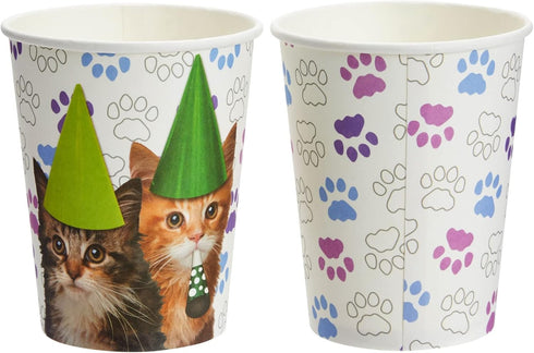 Juvale Kitten Party Supplies Set with Happy Birthday Cat Paper Plates - 144-Piece Pink Party Kit for 24 Guests - 9in Plates, 6.5in Napkins, 9oz Ca...