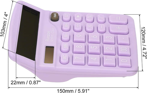 PATIKIL Desk Calculator, 12 Digits Large LCD Display Electronic Calculator Solar Battery Dual Power for Home Office Desktop, Purple...
