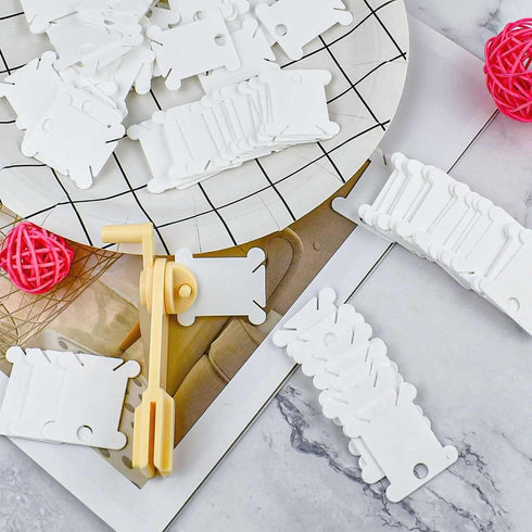 120 Pcs Plastic Floss Bobbins with 1 Pcs Bobbin Winder for Cross Stitch Cotton Thread Craft DIY Sewing Storage Thread Organizer Holder Embroidery ...