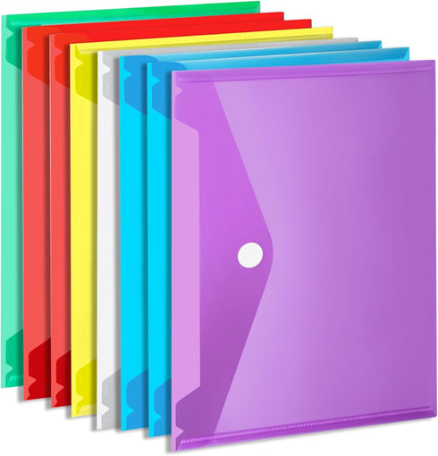 LEOBRO Plastic Envelopes, 8 Pack Plastic Folders for Documents, A4 Plastic File Folder Plastic Envelope for Documents, File Poly Folders Storage P...