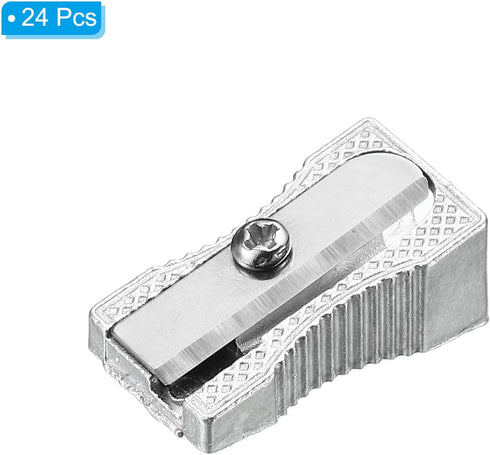 PATIKIL Metal Pencil Sharpeners, 24 Pack Aluminum Alloy Mini Manual Pencil Sharpener with Single Hole for Office Classroom Art Painting, Silver...