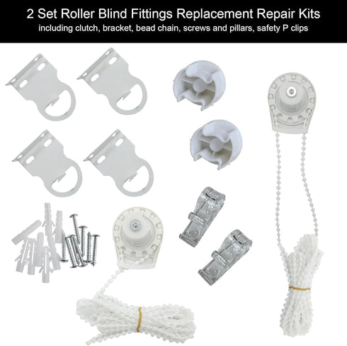 2 Set Roller Shade Accessory Set, Roller Blinds Connector Shades Clutch for 1.1"(28mm) Tube Fitting Parts Repair Kit Complete with Child Safty P-C...