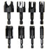 8Pcs Wood Plug Cutter, Carbon Steel Straight and Taper Claw Drill Bit Set Woodworking Hole Saw Cutting Tool 1/4" 3/8" 1/2" 5/8" (Metric 6mm 10mm 1...