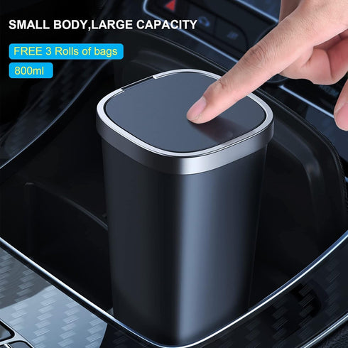Mini Car Trash Can with Lid, Cup Holder Trash Can for Car with 3 Rolls Mini Trash Bags, Waterproof Small Car Garbage Can for Car Home Office Desk ...
