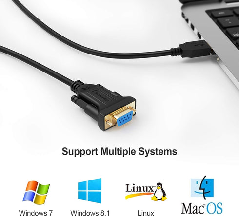 CableCreation USB to RS232 Serial Adapter (FTDI Chipset), USB to RS232 Gold Plated DB9 Serial Converter Cable for Windows 11, 10, 8.1, 8, 7, Vista...