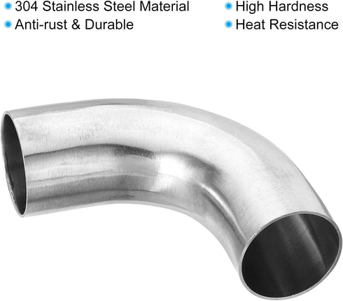 PATIKIL 2pcs 90 Degree Mandrel Bend Elbow, 1 1/2 Inch OD Steel Exhaust Elbow Exhaust Piping Connector 304 Stainless for Exhaust Pipe Stair Handrai...