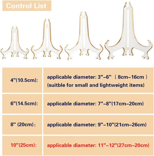 Artliving 10" Decorative Plate Stand Holder Plastic Picture Easel Display Stand Picture Frame Stand White Gold (2 Pack)...