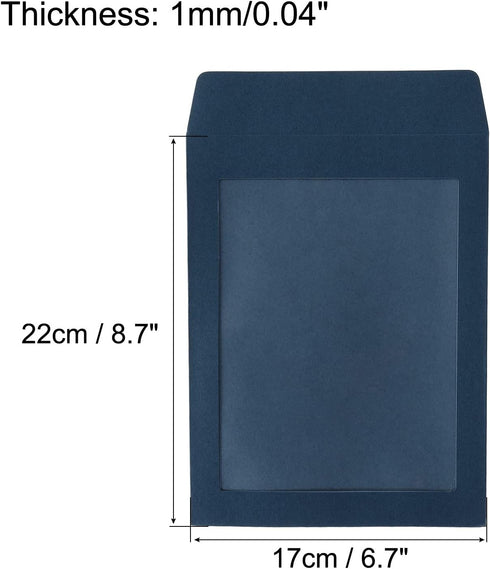 PATIKIL Full Face Window Envelopes 10 Pack A5 Clear Single Sided for Mailing Statement Photos Catalogs, Blue...