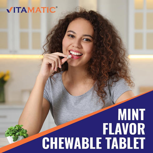 Vitamatic Salivarius Complex 10 Billion Chewable Mint Flavored Tablet - 60 Count - Oral Health Chewable Probiotics + Prebiotics - Supports Healthy...