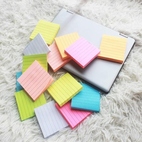 3x3 Lined Sticky Notes Bright Ruled Post Stickies Colorful Super Sticking Power Memo Pads Strong Adhesive Self-Stick Notes, 8 Pads/Pack, 82 Sheets...