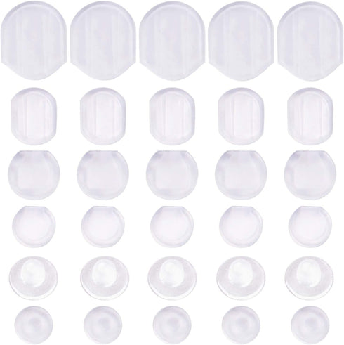 Earring Pads,60 Pieces 6 Sizes Comfort Earring Cushions Pads Silicone for Clip-on Earrings,Clear...