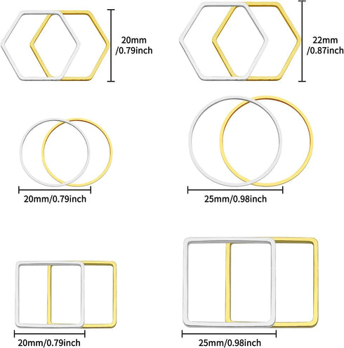 Oubaka 216pcs Beading Hoop Earrings 3 Shapes Earring Hoops Hypoallergenic Earring Finding Square Teardrop Round Earrings Beading Hoop Bulk for DIY...