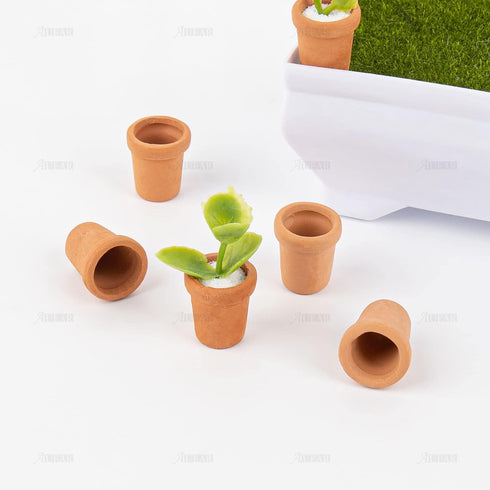 AUEAR, 8 Pack Fairy Garden Mini Clay Pots Ceramic Pottery Planter Cactus Flower Succulent Pot for 1:12 Scale...
