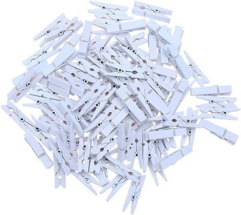 DECORA 3.5cm Sturdy White Wooden Mini Clothespin Photo Clips Pack of 100...