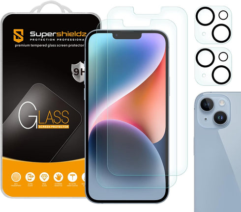 Supershieldz (2 Pack) Designed for iPhone 14 Plus (6.7 inch) + Camera Lens Tempered Glass Screen Protector, Anti Scratch, Bubble Free...