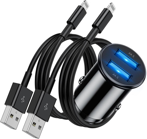 Car Charger Apple MFI Certified, Fast Charging for iPhone 13/12/11 Pro/XS/X/8 Plus/7/6/SE/iPad, Dual Port Fast USB Adapter Cigarette Lighter with ...