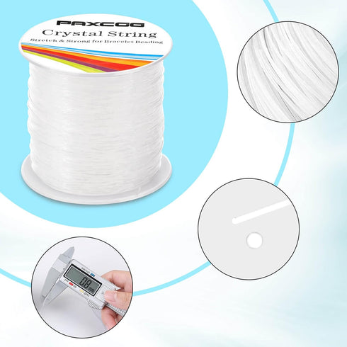 Bracelet String, Paxcoo 2 Rolls Elastic Stretchy Bead String Cord for Clay Beads Kandi Pony Beads Bracelets Jewelry Making (0.8 MM, Crystal)...