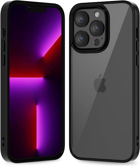 oakxco Thin Slim Clear case for iPhone 13 Pro, Transparent Hybrid Hard Shell Plastic & Soft Silicone Rubber Bumper, Non-Yellow Acrylic Protective ...