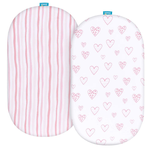 Bassinet Sheets Fit for Delta Children Sweet Dreams Bassinet, 2 Pack, 100% Jersey Knit Cotton, Breathable and Heavenly Soft...
