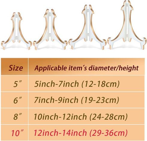 Artliving 2 Pack 10inch White Gold Thicken Acrylic Easels Display Stand Plate Stand Holder display Pictures Frame,Decorative Plates, and Artworks...