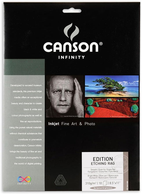 Canson Infinity Edition Etching Rag Fine Art Paper, Acid Free for Printmaking, 8.5 x 11 Inch, Bright White, 10 Sheets...