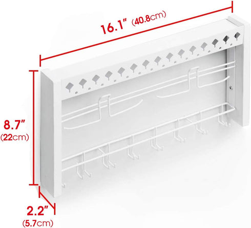 JackCubeDesign - Wood Wall Mount Jewelry Organizer with Metal Hooks for Necklaces, Ring, Earrings (White Wood) - MK460C...