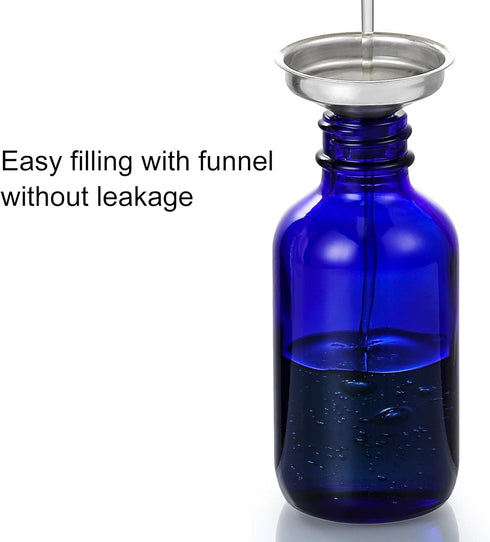 4 Pack 2 oz Glass Dropper Bottles with Measured Dropper - 60ml Dark Blue Tincture Bottles with Graduated Calibrated Glass Eye Droppers (1ml) for E...