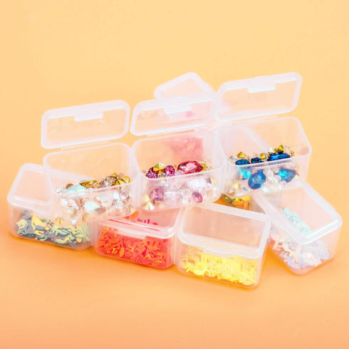 21 Grid Bead Rhinestone Organizer, Small Clear Storage Box with Separate Lids for Fake Nail Art Accessory Tool Supplies, Jewelry Diamond Charm Gem...