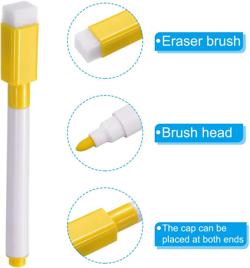 PATIKIL Dry Erase Marker Pens, 30 Pack Yellow Ink Fine Point Low Odor Whiteboard with Eraser Cap for Office Home Classroom, White Pen Rod...