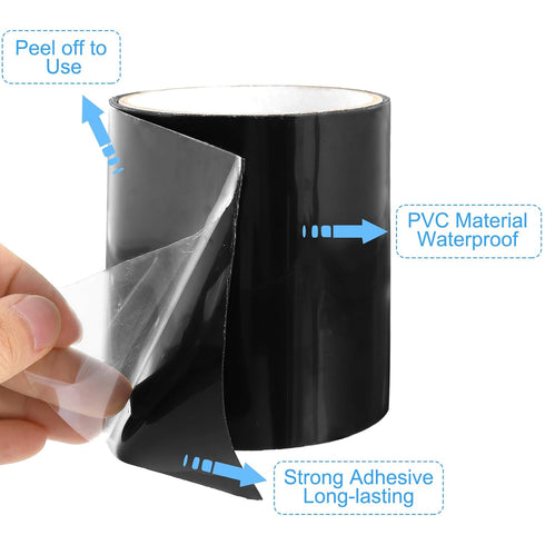 PATIKIL Waterproof Patch Seal Tape 8 in x 5 Ft, PVC Leak Proof Repair Tape Instant Sealing for HVAC Ducts, Roof Crack, Hoses Pipes, Awning, Black...