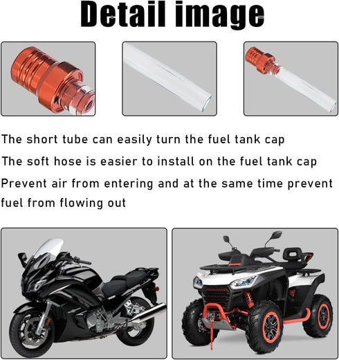 2 PCS Breather Hose Gas Fuel Tank Cap, CNC Two Way Tank Valve Vent Tube with Aluminum Cap, Fuel Gas Cap Vent Tube Breather, ATV Off-Road Motorcycl...