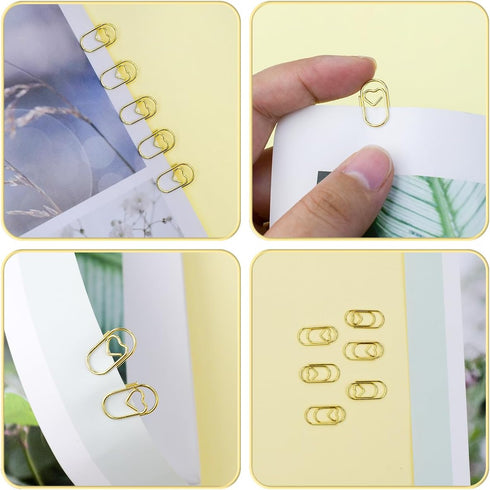 100 Pcs Love Heart Shaped Paper Clips, 0.78inch Cute Mini Paperclips for Office School Home Desk Organizers (Gold)...