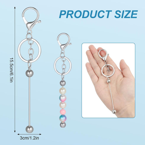 20 Pcs Beadable Keychain Bars,Blank DIY Keychains for Beads,Keychain Making Supplies Kit,Metal Beaded Keychain for Women Men Pendant Jewelry Craft...