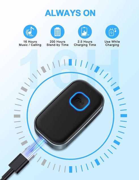 COMSOON Bluetooth AUX Adapter for Car, Noise Reduction Bluetooth Receiver for Music/Hands-Free Calls, Wireless Audio Receiver for Home Stereo/Spea...