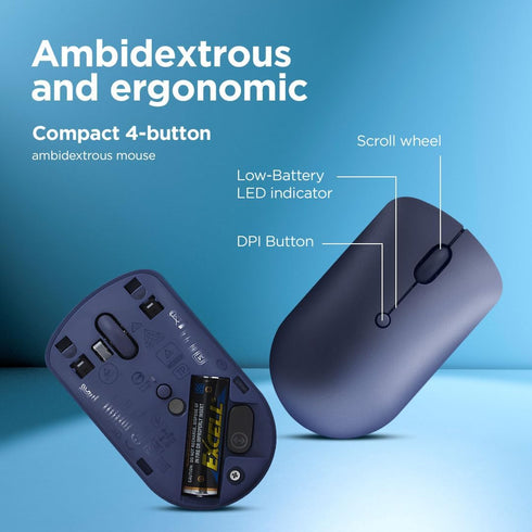 Lenovo 540 Wireless Computer Mouse for PC, Laptop, Computer with Windows or Chrome OS - 2.4 GHz USB-C Wireless Pairing Receiver - Compact Size - 1...