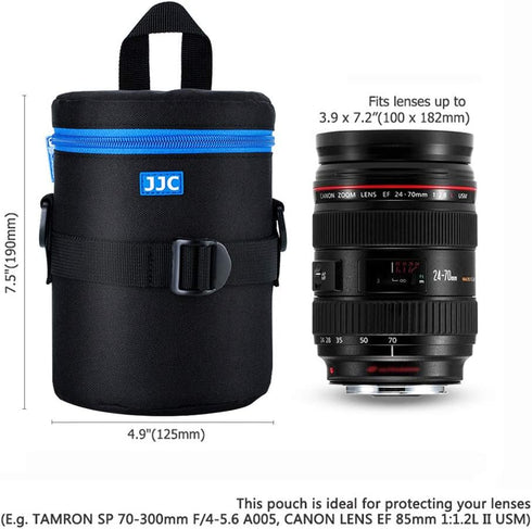 JJC Camera Lens Pouch Case for Canon EF 50mm f1.2 EF 24-70mm EF 70-300mm Tamron SP 70-300mm & More, Zipper Polyester Lens Protective Bag Interior ...