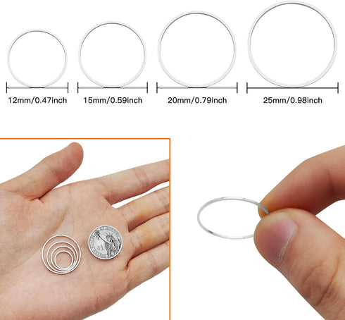 240pcs Earrings Hoop for Jewelry Making, Silver Earrings Beading Hoop Hypoallergenic Round Earrings Open Bezels Linking Rings Beading Hoop Earring...