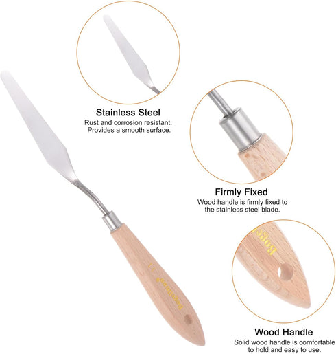 No.11 Painting Palette Knife Stainless Steel Pointy Spatula Pallet Knife with Beech Wood Handle for Oil Acrylic Paint Canvas Mixing Spreading...