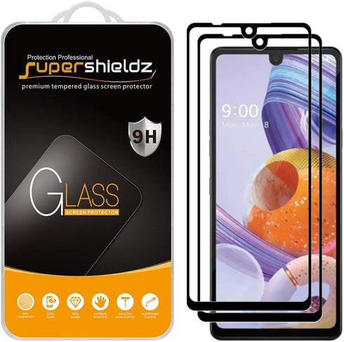 Supershieldz (2 Pack) Designed for LG Stylo 6 Tempered Glass Screen Protector, (Full Screen Coverage) Anti Scratch, Bubble Free (Black)...