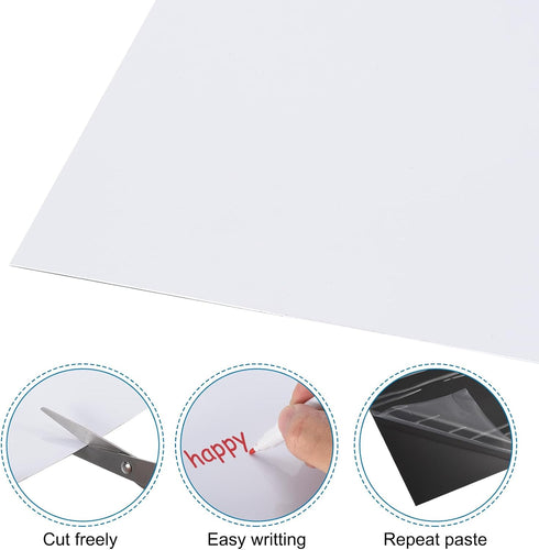 PATIKIL Self Adhesive Dry Erase Board Paper, 4 Pcs 12" x 8" Adhesive Dry Erase Board Sticker Paper Right Angle Peel and Stick Whiteboard for Fridg...