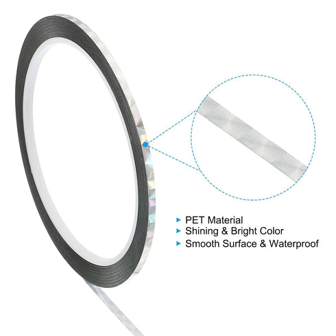 PATIKIL Prism Tape 0.12 Inch x 55 Yards, 2 Pack Holographic Metalized Reflective Self Adhesive for DIY Art Craft Wrapping Wall Decoration, Silver ...