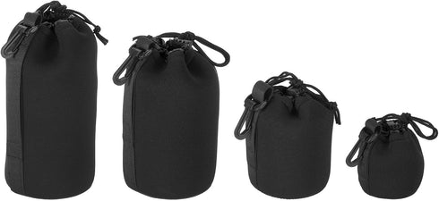 PATIKIL Camera Lens Bag Set, 4 Pcs Drawstring Lens Pouch with Thick Protective Neoprene, Lens Case for DSLR Camera Lens, Water Coffee Cups Black...