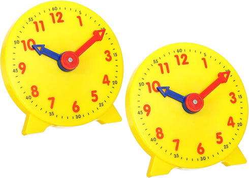 PATIKIL 4 inch Teaching Clock, 2 Pack Learn Clock Learning Tell Time Analog Clock Demonstration Clock 12 Hour 2 Pointers for Classroom Teacher, Ye...