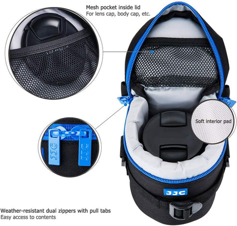 JJC Deluxe Lens Case Pouch Bag for Canon EF 24-70mm f4L/75-300mm f4-5.6/100-300mm f4.5-5.6, Nikon AF 70-300mm f4-5.6G/AF-S 55-300mm f4.5-5.6, Tamr...