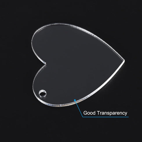 PATIKIL Acrylic Hearts Discs, 10 Pack Plastic Clear Blank Christmas Tree Ornament Keychain Transparent Pendant Hanging Decoration for Custom DIY 5...