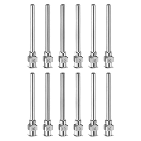 12pcs 10Gauge Stainless Steel Dispensing Needles, 1 1/2" All Metal Glue Needle Tube Blunt Tips Luer Lock for Thick Liquids, Ink, Glue, Lab Use...