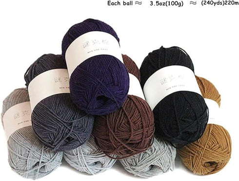 Acrylic & Cotton Blended Knitting and Crochet Yarn Soft Medium Yarn, Breathable and Skin Friendly for Baby Garments, Scarves, Hats, and Craft Proj...
