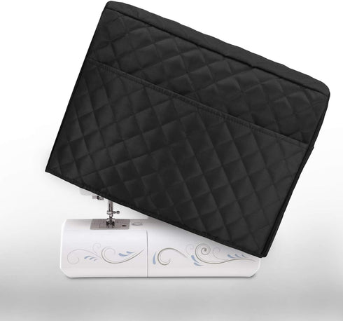 Luxja Dust Cover for Sewing Machine, Sewing Machine Cover with Pockets for Extra Accessories (Compatible with Brother and Singer), Black (Quilted ...