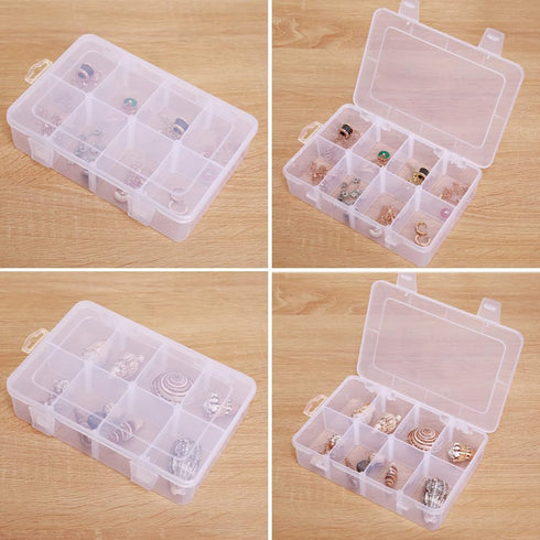 2 Packs 8-Compartments Art Supply Container, Clear Plastic Organizer Box with Dividers for Crafts Jewelry Fishing Tackles Hardware Metal...
